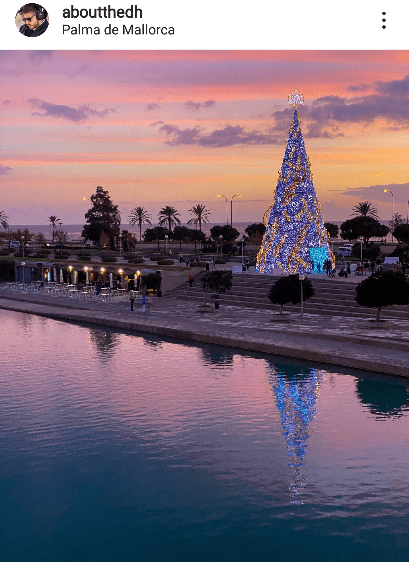 Illuminated Christmas tree in Palma's Parc de la Mar